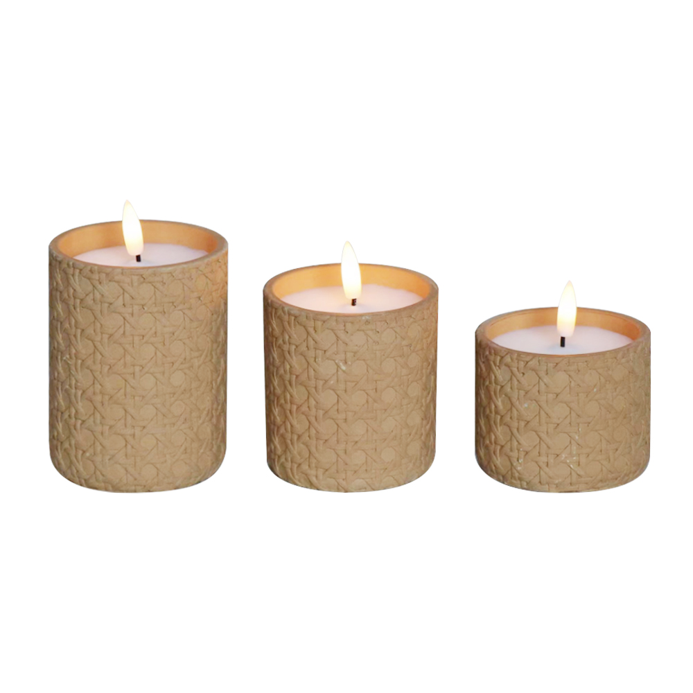 Ledde realistiska flambatteri cement 3d wick ljus