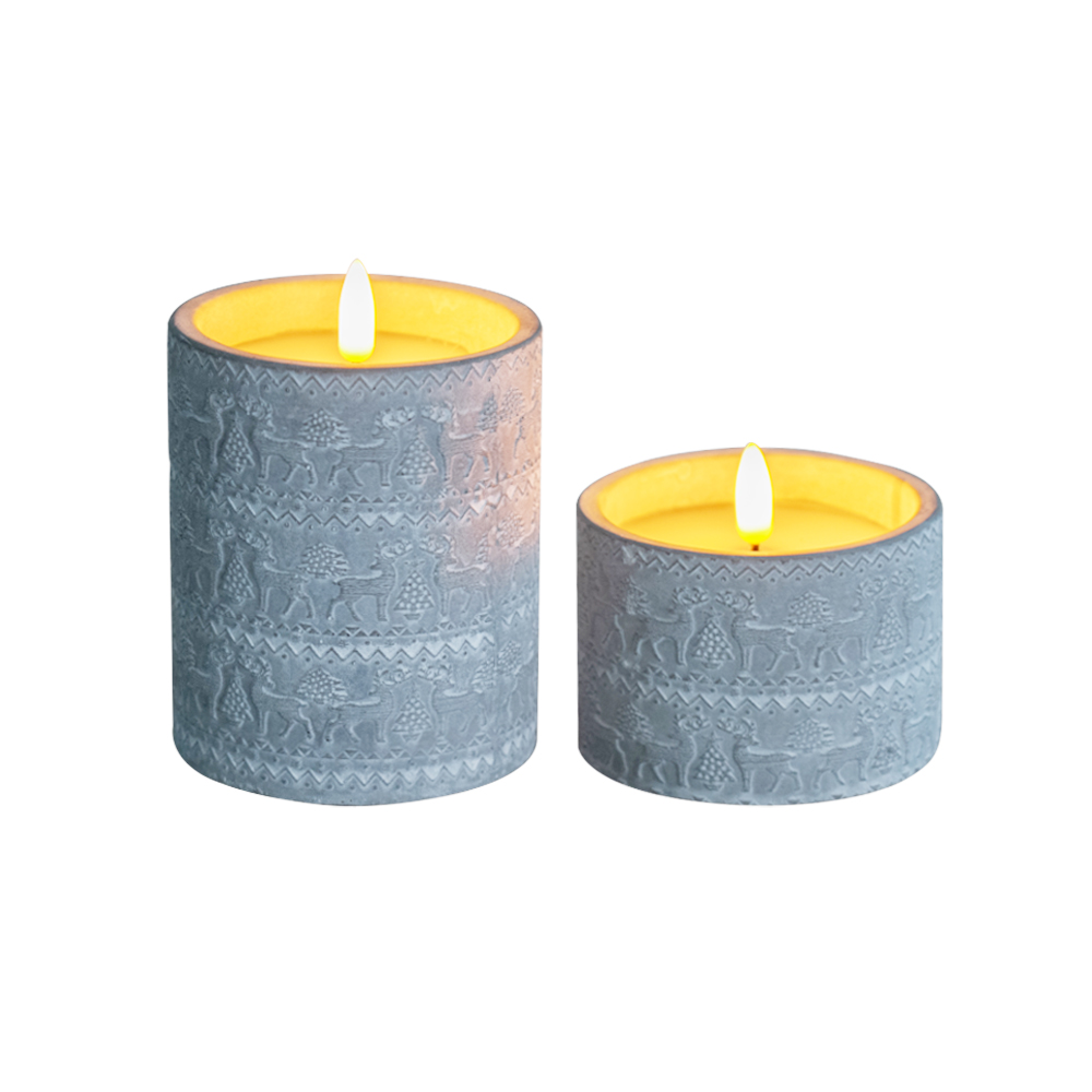 LED 3D Flamess elektronisk glansig cementljus