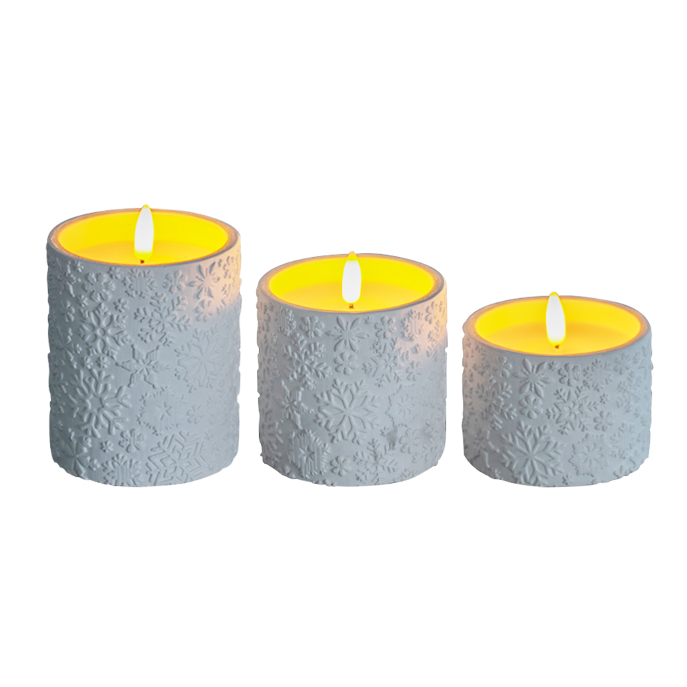 LED 3D Heminredning Batteridriven Flamelös elektronisk cementljus