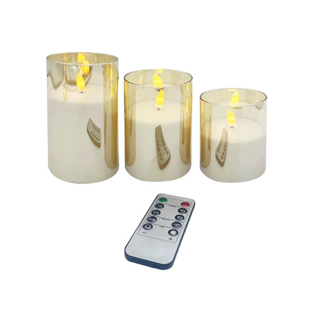 Gyllene glas flimrande flamlös led pelarljus